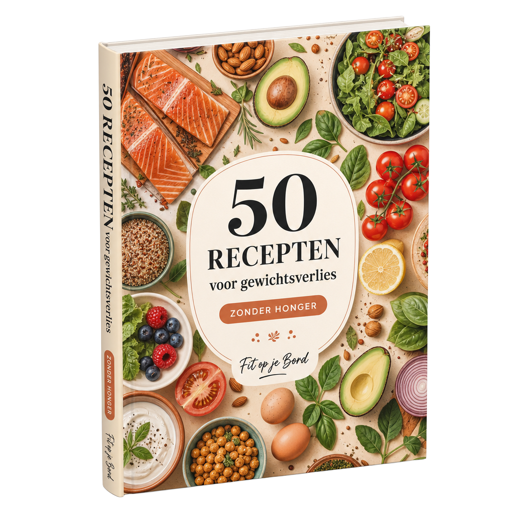 3D mockup van het e-book 50 Recepten Voor Gewichtsverlies Zonder Honger